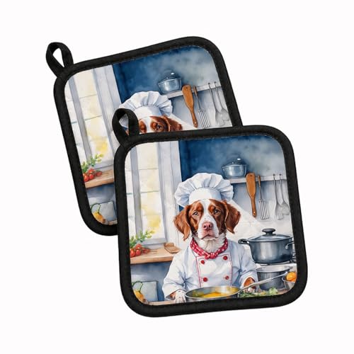 Caroline's Treasures Brittany Spaniel Set of 2 Kitchen Pot Holders