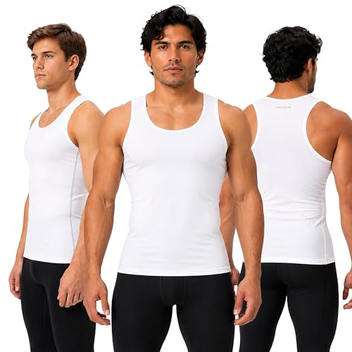 DEVOPS 3 Pack Mens Muscle Dry Fit Compression Tank Top Sleeveless Shirt