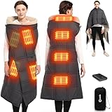 FERNIDA Sherpa Heated Blanket Battery Powered, 59' x 47', Portable Wearable Heated Blanket for Camping Home Car - DC 7.4V Cordless Electric Heating Throw Blanket