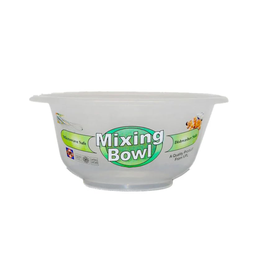 KANSY Round Plastic Mixing Bowls - Set of Small Medium Large, Clear Salad Pasta Vegetable Washer & Food Mixer, Easy to Clean Reusable Tableware Dish for Party Cooking Baking Cereal (1, 30cm)