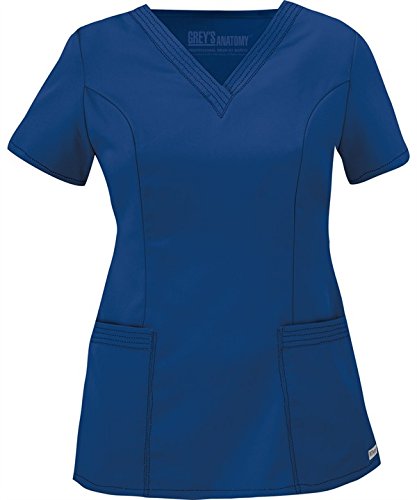 Grey's Anatomy Missy V-Neck Scrub Top with 2 Patch Pockets (Twilight, XS)