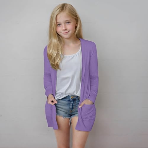 Girls Long Cardigan Sweaters for Women Lightweight Open Front Knit Oversized Sweater Soft Coat with Pockets2