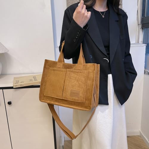Image of Cherry Tote Bag for Women Canvas Patched Purse Cute Shoulder Bag Multi-Pocket Satchel Handbag for work travel