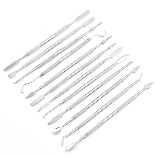 Juego de 12 piezas de acero inoxidable para tallado de cera,Acero Inoxidable para Esculpir Arcilla Tallar,Accesorios de Modelado,Herramientas de Bricolaje para Esculpir,Tallado de Cerámic