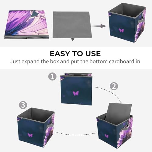 Cube de rangement pliable papillons violets pour armoire - 5