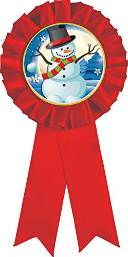 Holiday Rosette Ribbons, Red Snowman Holiday Prize Ribbons, 10 Pack Prime