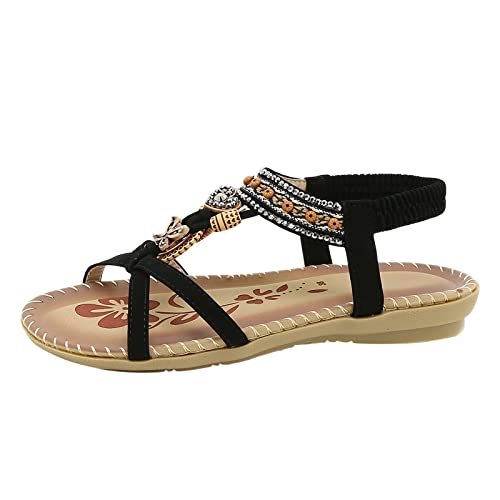 Genérico Sandalias Mujer Verano Casual Cómodas Confort Zapatos de Playa Sandalias Mujer Planas Estilo Bohemia Zapatos de Dedo Casuales Moda Sandalia Chanclas Romanas de Damas