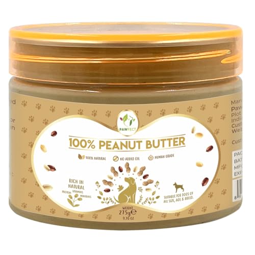 Pawfect Erdnussbutter für Hunde – 100% natürlich | Unterstützt eine gesunde Verdauung | Futter-Topper für Hunde | ohne Zusatz von Salz/Öl/Zucker | perfekt für Training & Belohnungen | Topper für