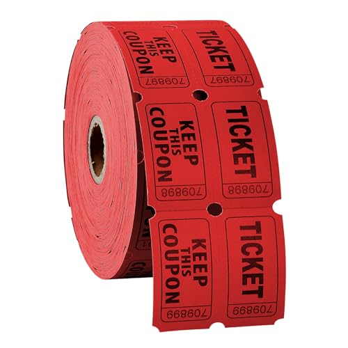 Astralong 1000 Piezas Talonario Rifa Rollos Dobles, 500 Pares Numeración Consecutiva, Encuesta Boletos De Lotería Desprendibles para Carnaval Eventos Entradas Premios y Recompensas, Rojo/Azul