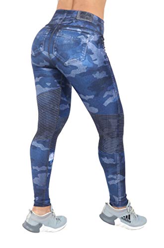 FP Sportswear Many Colors of Crossfit Leggings Jeans Women Colombian Yoga Pants Compression Tights (Bluecamo)