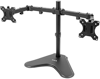 VIVO Full Motion Dual Monitor Free-Standing Desk Stand VESA Mount with Articulating Double