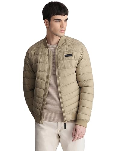 Image of JACK & JONES Solid Nylon Casual Puffer Jacket | Winter Stylish Bomber Jacket For Men | Casual Jacket For Men