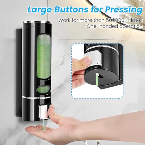Image of Wall Mounted Hand Soap Dispenser, 400ml Bathroom Shower Dispenser Gel Container Shower Pump Dispenser and Organizer for Bathroom Kitchen Hotel, Refillable Liquid Lotion Soap Dispenser, Black