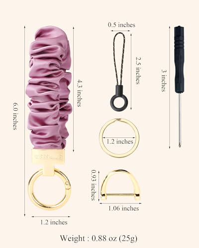 Image of WEESMILE Scrunchie Keychain Wristlet for Car Key Chain with D Key Ring