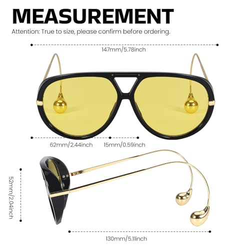 Oversized Aviator Sunglasses with Earring for Women Large Big UV400 Protection Designer 2025 Ladies Shades4