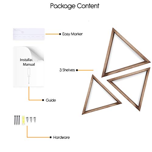 Rustic State Dante Wall Mount Triangle Wooden Box Geometric Floating Shelf Display Hanging Bookshelf Decorative Picture Book Ledge - Distressed Walnut - Multiple Sizes - Set Of 3 #TOP5