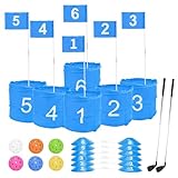 Diegimr Golf-Hofspiel, 6-Loch-Golfspiele Golfspielset für den Garten Golf-Übungsspiel für Erwachsene Kinder Rasen Strand Hof Campingpark(Blau)