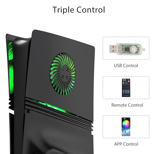 Faceplate DOBEWINGDELOU con RGB Luz y Filtrado Antipolvo Abrinas Cooled Iluminación LED 400+ Efectos Konsole Matanza DIY Decoración Kit Negro - imagen 7