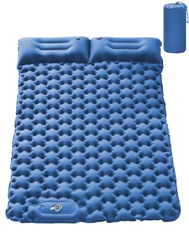 Bibykivn Colchón Hinchable para Camping, Esterilla Camping con Bomba de Pie, Ultraligero Colchon Hinchable Camping, Colchoneta Camping para Viajes Exteriores Senderismo Playa (Doble Azul)