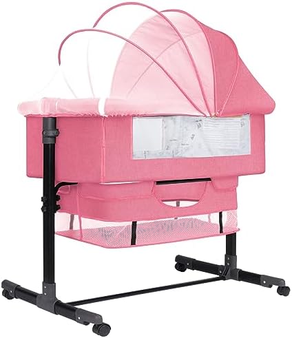 RICUTON Bedside Bassinet, Bedside Sleeper, Bedside Crib with Adjustable Height, Easy Folding Portable Crib, Portable Bed for Infant/Newborn