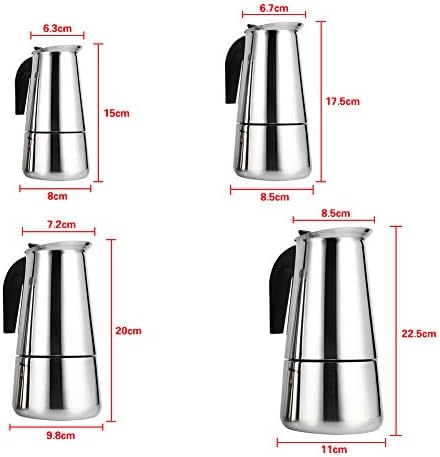 300ml Stainless Steel Mocha Coffee Pot Kettle Stove Top Espresso Make Pot, Sliver