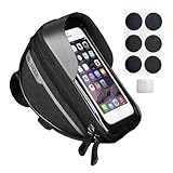 Bike Phone Front Frame Bag, Waterproof, Tube Case, Bicycle Phone Holder, Bike Handlebar Bag, Bicycle Accessories Compatible Cellphone Under 7.2”, Cycling Pouch with 6Pcs Glue-free Tire Patches