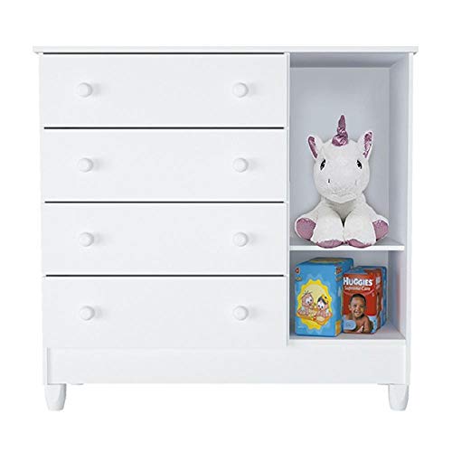 Cômoda Infantil Ariel 1 Pt 4 Gv Unissex Branco Brilho