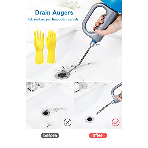 Yokgrass Plumbing Snake, 25 Ft Drain Auger with Gloves, Sink Snake Drain Opener Flexible Hair Clog Remover, Heavy Duty Pipe Snake for Cleaning Clogged Bathroom, Kitchen Sink and Shower - Thumbnail 4