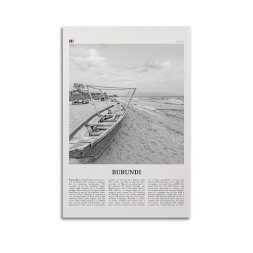 Impression Burundi en noir et blanc, art mural du Burundi, photo du Burundi, décoration murale du Burundi, impression d'art de campagne, affiche décorative sur toile, affiches murales et impression