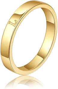 WFYOU 18K Gold Filled Initial Rings for Women Girls that