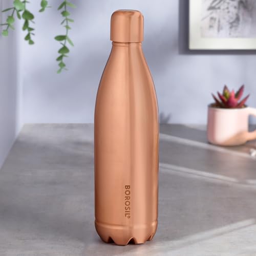 Image of Borosil 1000 ml Canvas Copper Bottle, 100% Pure Copper, BPA Free & Leakproof with Anti-Oxidant Properties of Copper Bottle for Home, School & Office