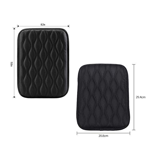 Qinu Auto Center Console Cover Armrest Pads, Pu Leather Universal Car Center Console Box Arm Rest Pads Cushion Protector (Black) #TOP5