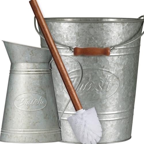 Set 2, Farmhouse Bathroom Trash Can and Toilet Brush Set,