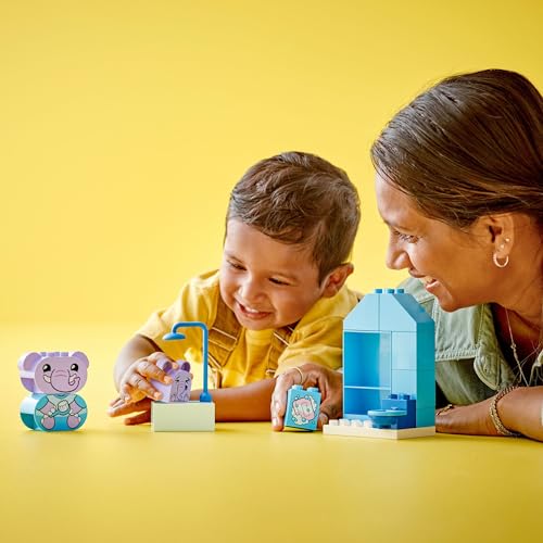 LEGO DUPLO My First Daily Routines: Bath Time Playset, Toddler Learning Toy for Kids Ages 18 Months Plus, Includes 2 Elephant Toys, Helps Preschoolers Role-Play Potty Training, STEM Toy, 10413 image 2
