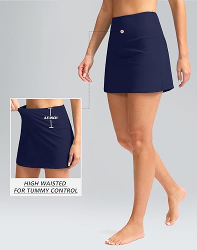 Image of SANTINY Women's High Waisted Swim Skirt with Pocket Tummy Control Tankini Swimsuit Bathing Suit Bottoms for Women