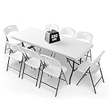 Ortus Collective 6FT Folding Table Set with 8 Folding Chairs, Heavy Duty 330 lbs...