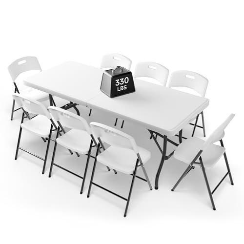 6FT Folding Table Set with 8 Chairs