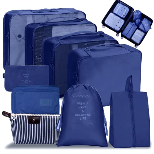 Organizadores de Viaje Para Maletas-9 PCS Organizador de Equipaje Impermeable Organizador de Maleta Bolsas Ligero de Gran Capacidad Para Ropa Zapatos Cosméticos de Bolsas...