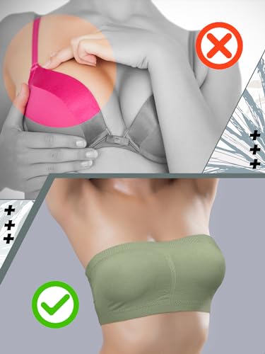 Geyoga 6 Pcs Women's Bandeau Bra Strapless Bralette Seamless Tube Top Non Padded Wireless Stretch Crop Top Basic Bra4