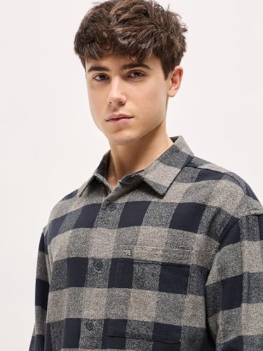Image of THE BEAR HOUSE Men's Cotton Checked Flannel Overshirt