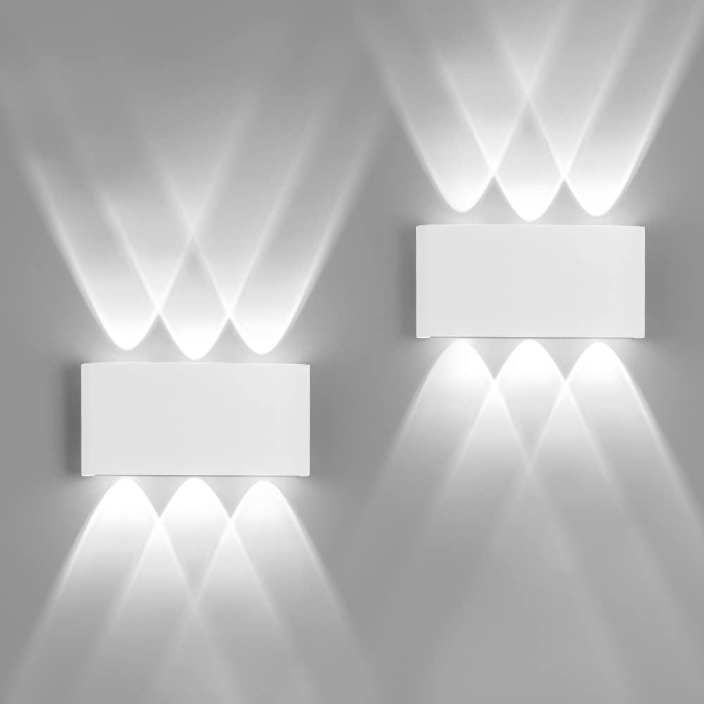 FUPE 2 Piezas Lámparas de Pared Exterior/Interior LED Aplique Pared 12W 1200LM ip65 impermeables up and down lámparas de pared de aluminio modernas que brillan arriba y abajo(Negro 3000k luz cálida) — view 31
