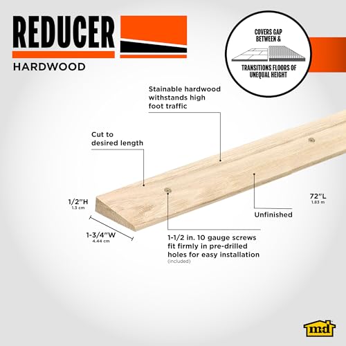 MD Building Hardwood Floor Reducer, Unfinished, 1-3/4in x 72in by M-D Building Products - Used condition - Image 2