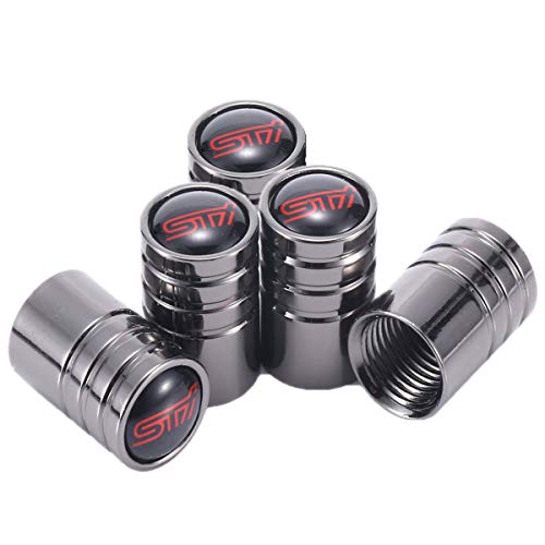 TK-KLZ 5Pcs Chrome STi Logo Car Tire Valve Stem Caps for Subaru Tech International BRZ Outback Forester Subaru XV Legacy Impreza WRX STi Decorative Accessory