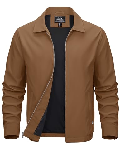 Image of MAGCOMSEN Men's Lightweight Jackets Full Zip Up Light Coat Laydown Collar Jacket Casual Windbreaker Jacket with Zip Pockets