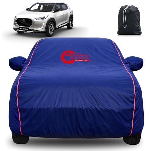 Image of 100% Waterproof Car Cover for Nissan Magnite 2020-2023 | All-Weather, Dustproof & UV Protection | Heavy-Duty 3-Layer Fabric | Custom Fit with Mirror & Antenna Pocket | Navy Blue