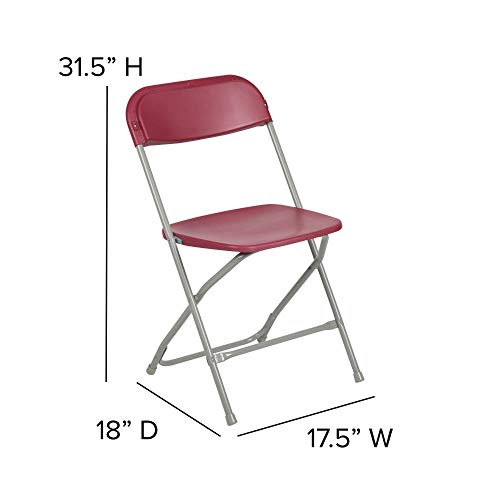 Flash Furniture Hercules™ Series Plastic Folding Chair - Red - 10 Pack 650Lb Weight Capacity Comfortable Event Chair-Lightweight Folding Chair #TOP2