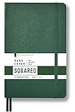 Minimalism Art, Classic Notebook Journal, A5 Size 5 X 8.3 inches, Green, Squared Grid Page, 192 Pages, Hard Cover, Fine PU Leather, Inner Pocket, Quality Paper-100gsm, Designed in San Francisco