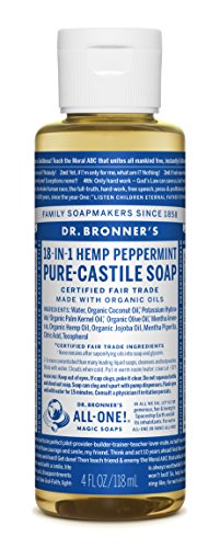 Dr. Bronner's - Pure-Castile Liquid Soap (Peppermint, 4 Ounce) - Made With Organic Oils, 18-In-1 Uses: Face, Body, Hair, Laundry, Pets And Dishes, Concentrated, Vegan, Non-Gmo #TOP24