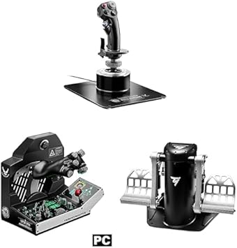THRUSTMASTER FIghter Bundle - HOTAS Warthog Flight Stick Viper TQS Mission Pack TPR Pedals Worldwide Version (Compatible with PC)