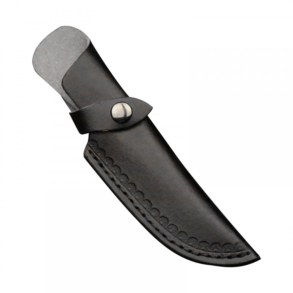 Mioyoow Black Leather Knife Holster, Portable Self-Defense Knife Sheath Cassette Design Knife Scabbard For 5 Inch Blade Knife